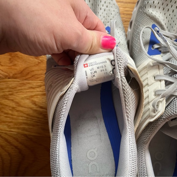 ON running cloud gray white and blue sneakers size 10.5 men - Picture 5 of 6